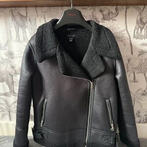 New Look Black Faux Shearling Bomber Jacket